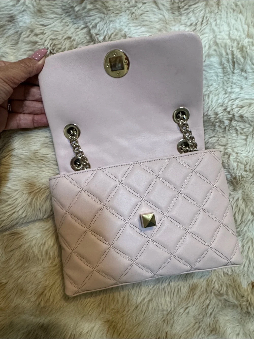 Kate Spade Quilted Pink Shoulder Bag with Gold-Tone Hardware